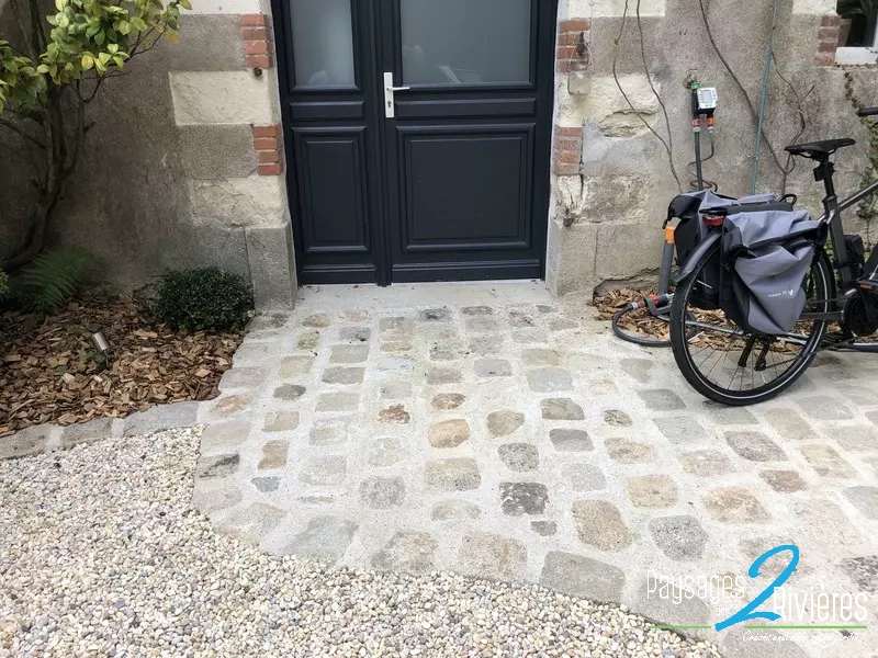 Entrée en pavé - Paysagiste Nantes des Deux Rivières