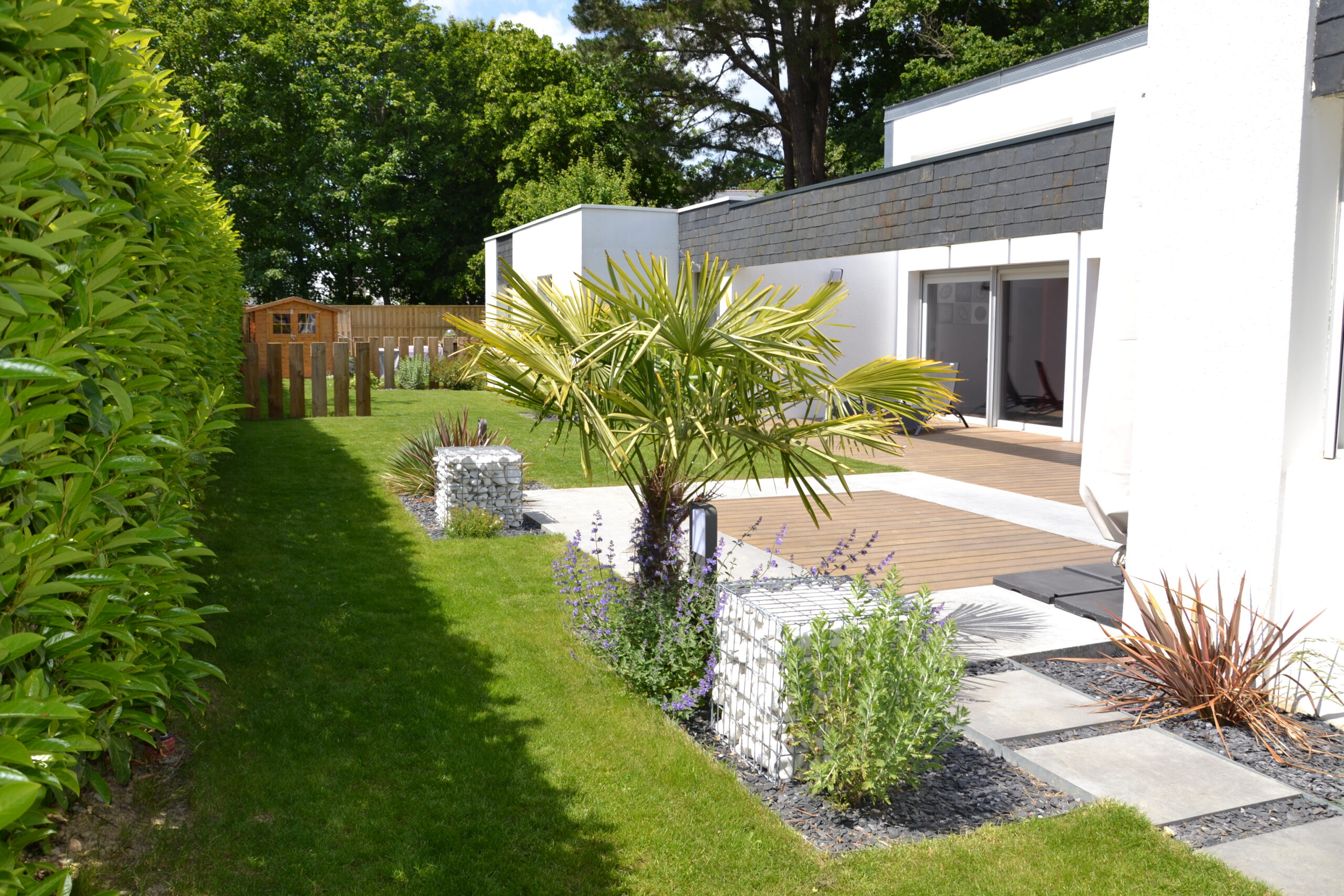 jardin avec terrasse - gabion jardin